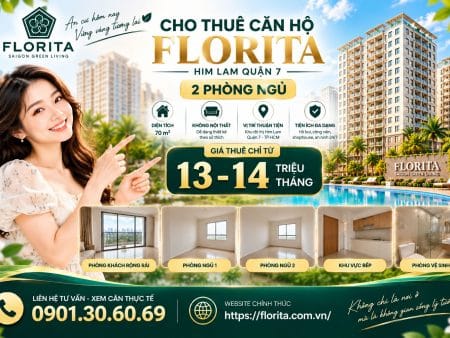 Cho Thuê Căn Hộ Florita 2 Phòng Ngủ 70m² Không Nội Thất