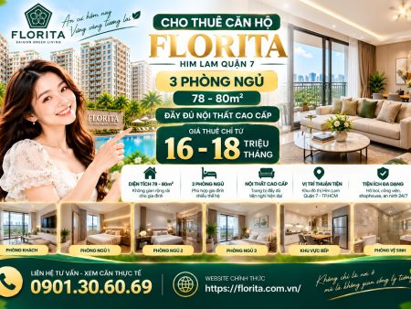 Cho Thuê Căn Hộ Florita 3 Phòng Ngủ 78–80m² Nội Thất Cao Cấp