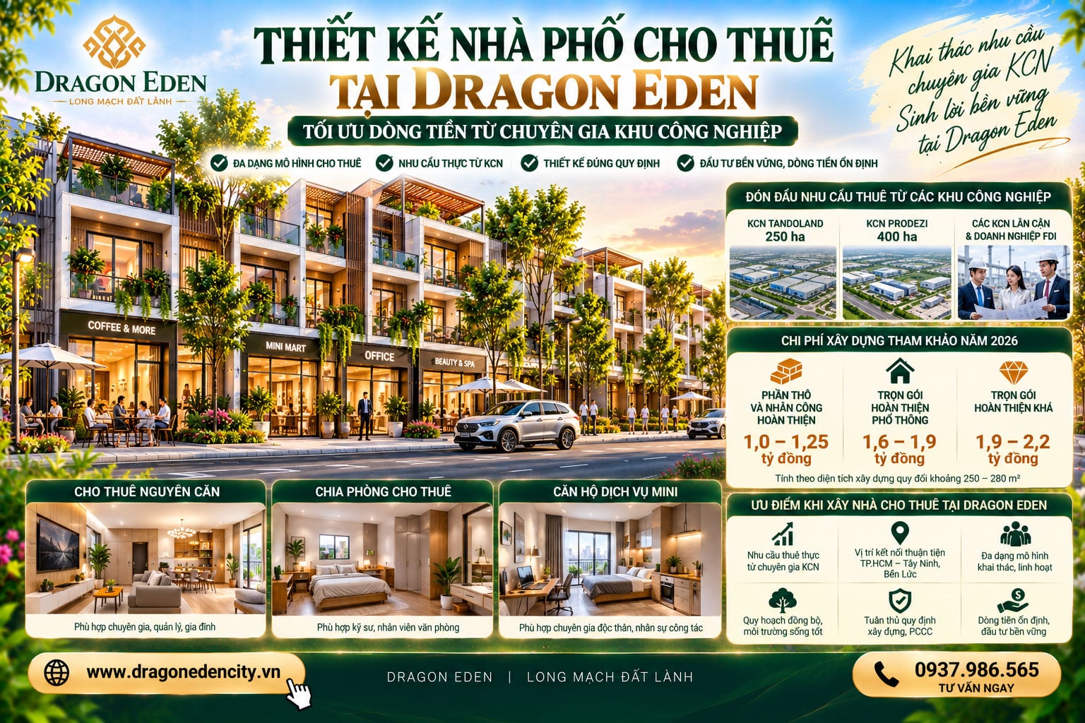 Thiết Kế Nhà Phố Cho Thuê Tại Dragon Eden – Tối Ưu Dòng Tiền